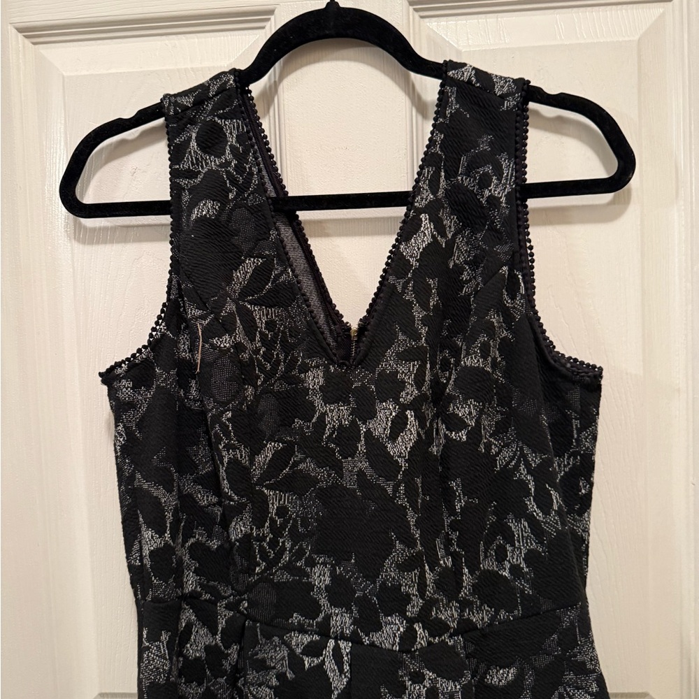 She & sky black & grey Vneck dress 1XL pleated skirt cotton rayon 1XL 19”wide - Picture 2 of 7